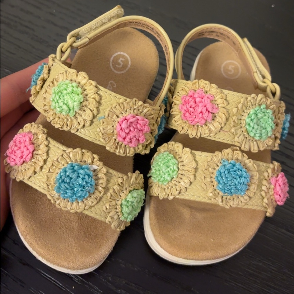 Cat & Jack Woven Sandals with Pink, Blue, and Green Accents
